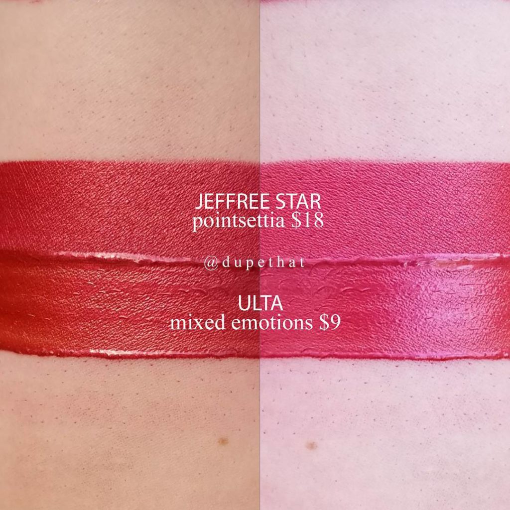 Jeffree Star Poinsettia Velour Liquid Lipstick Dupes