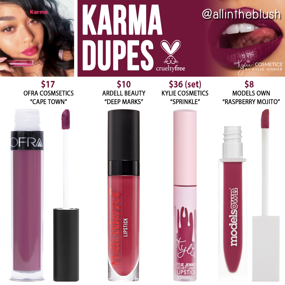 Kylie Cosmetics Karma Velvet Liquid Lipstick Dupes