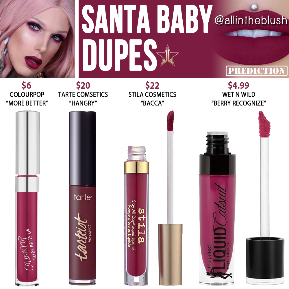 Jeffree Star Santa Baby Velour Liquid Lipstick Prediction Dupes