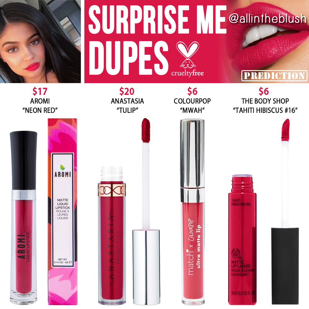 Kylie Cosmetics Surprise Me Liquid Lipstick Prediction Dupes