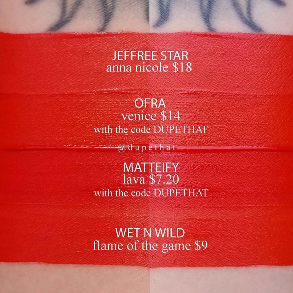 Jeffree Star Anna Nicole Velour Liquid Lipstick Dupes