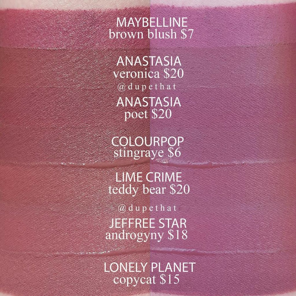 Jeffree Star Androgyny Velour Liquid Lipstick Dupes
