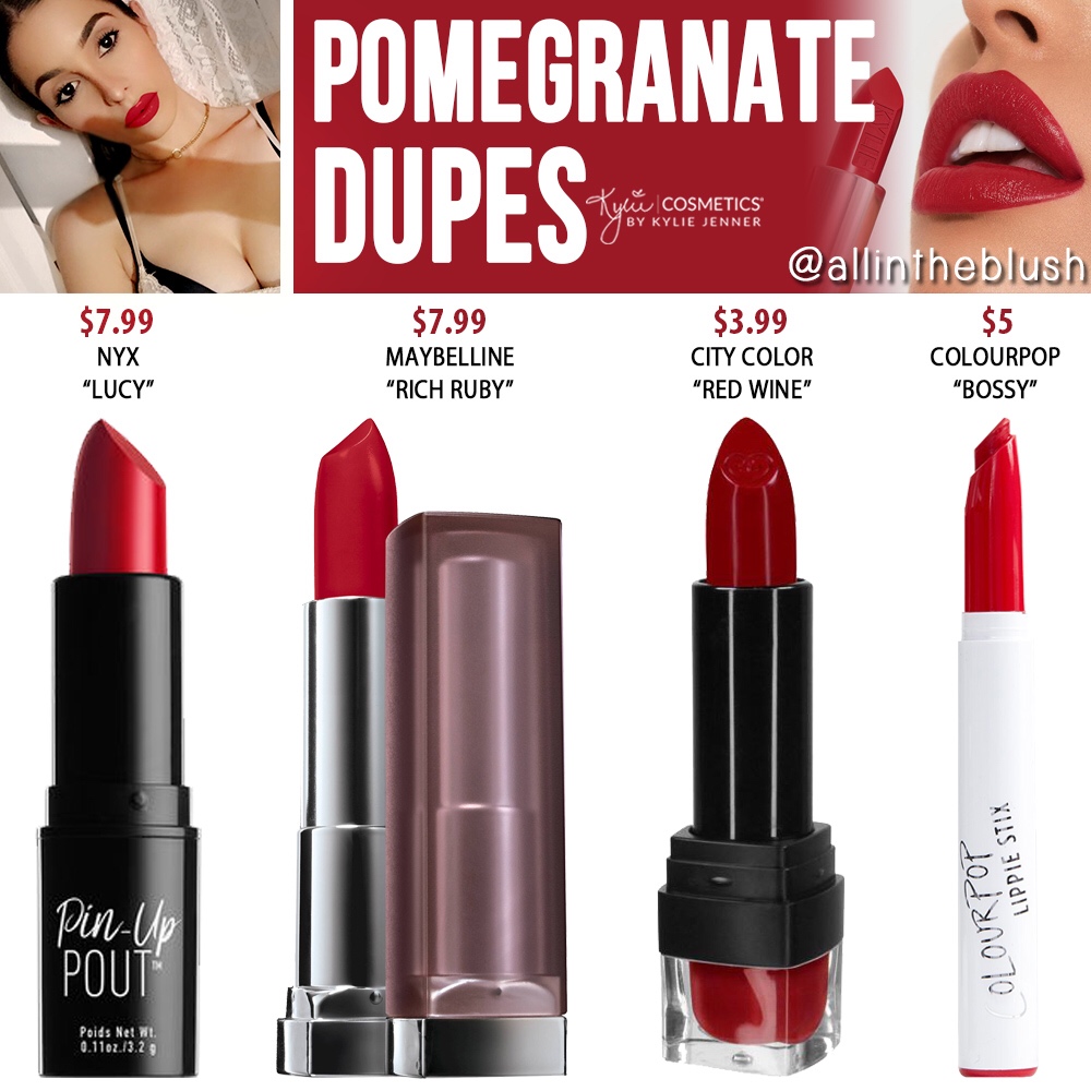 Kylie Cosmetics Pomegranate Silver Series Lipstick Dupes