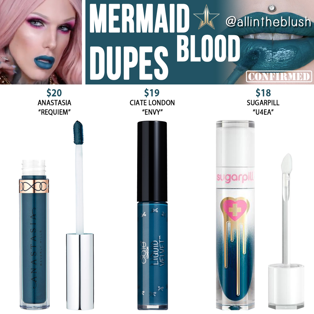 Jeffree Star Mermaid Blood Velour Liquid Lipstick Dupes
