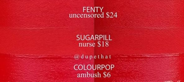 Fenty Beauty 'Uncensored' Stunna Lip Paint Dupes