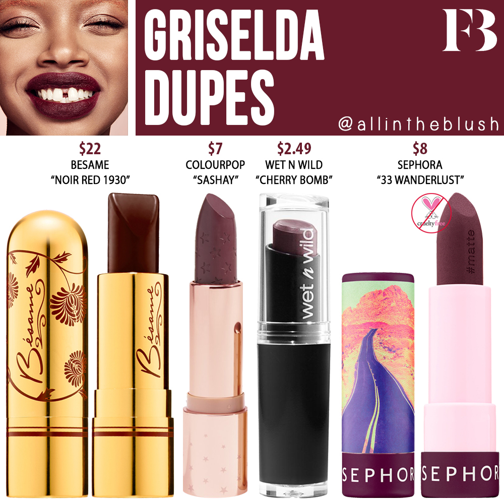 Fenty Beauty Griselda Mattemoiselle Plush Matte Lipstick Dupes