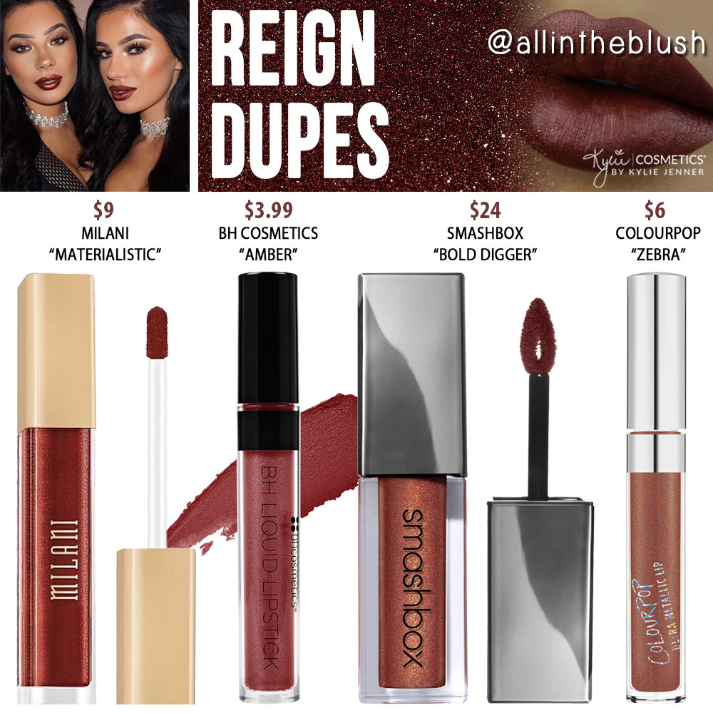 Kylie Cosmetics Reign Liquid Lipstick Dupes