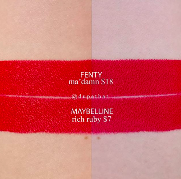 Fenty Beauty 'Ma'Damn' Mattemoiselle Plush Matte Lipstick Dupes