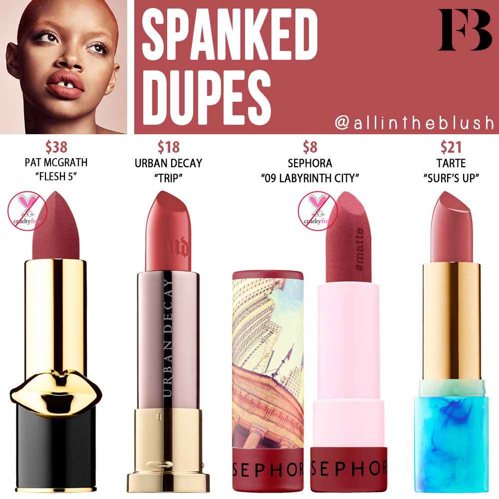 Fenty Beauty Spanked Mattemoiselle Plush Matte Lipstick Dupes.
