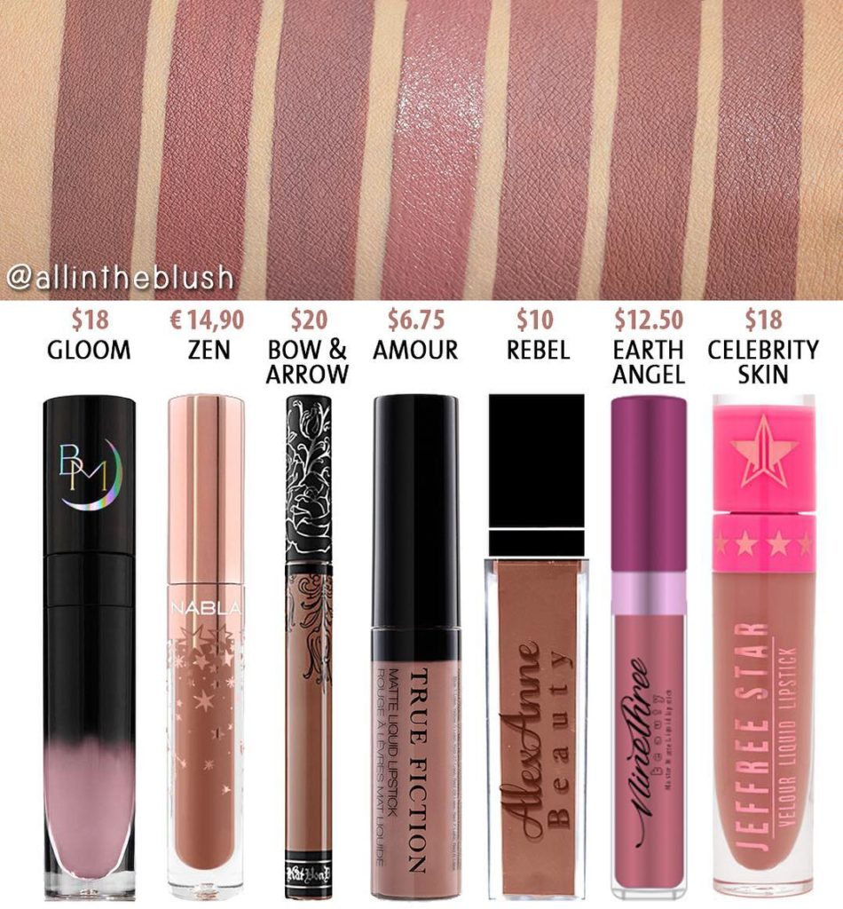 Jeffree Star Celebrity Skin Velour Liquid Lipstick Dupes