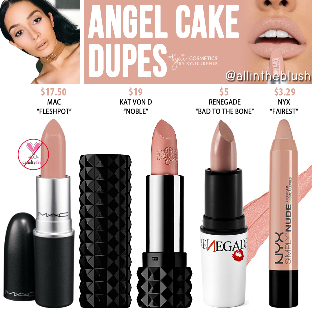 Kylie Cosmetics Angel Cake Silver Series Lipstick Dupes