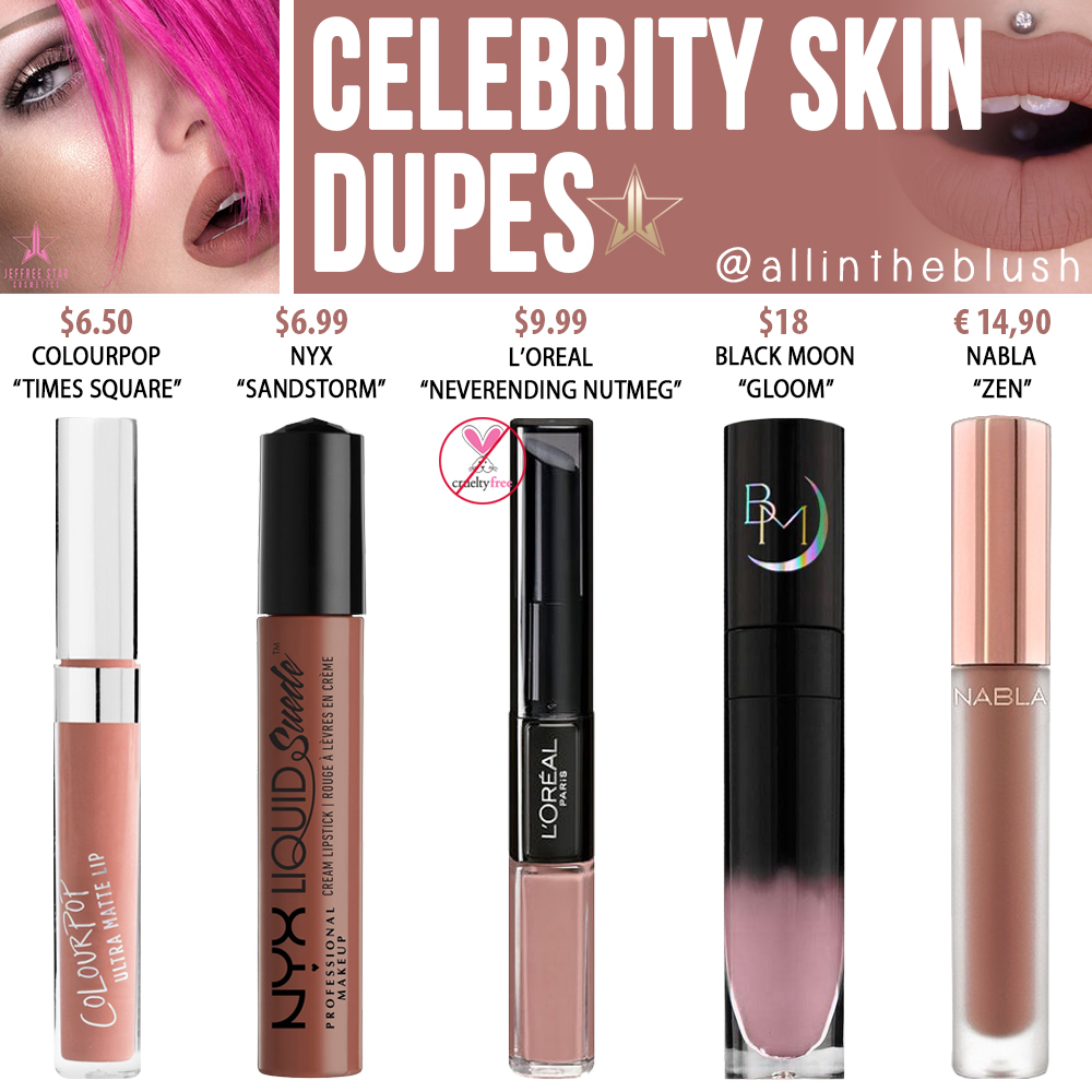 Jeffree Star Celebrity Skin Velour Liquid Lipstick Dupes