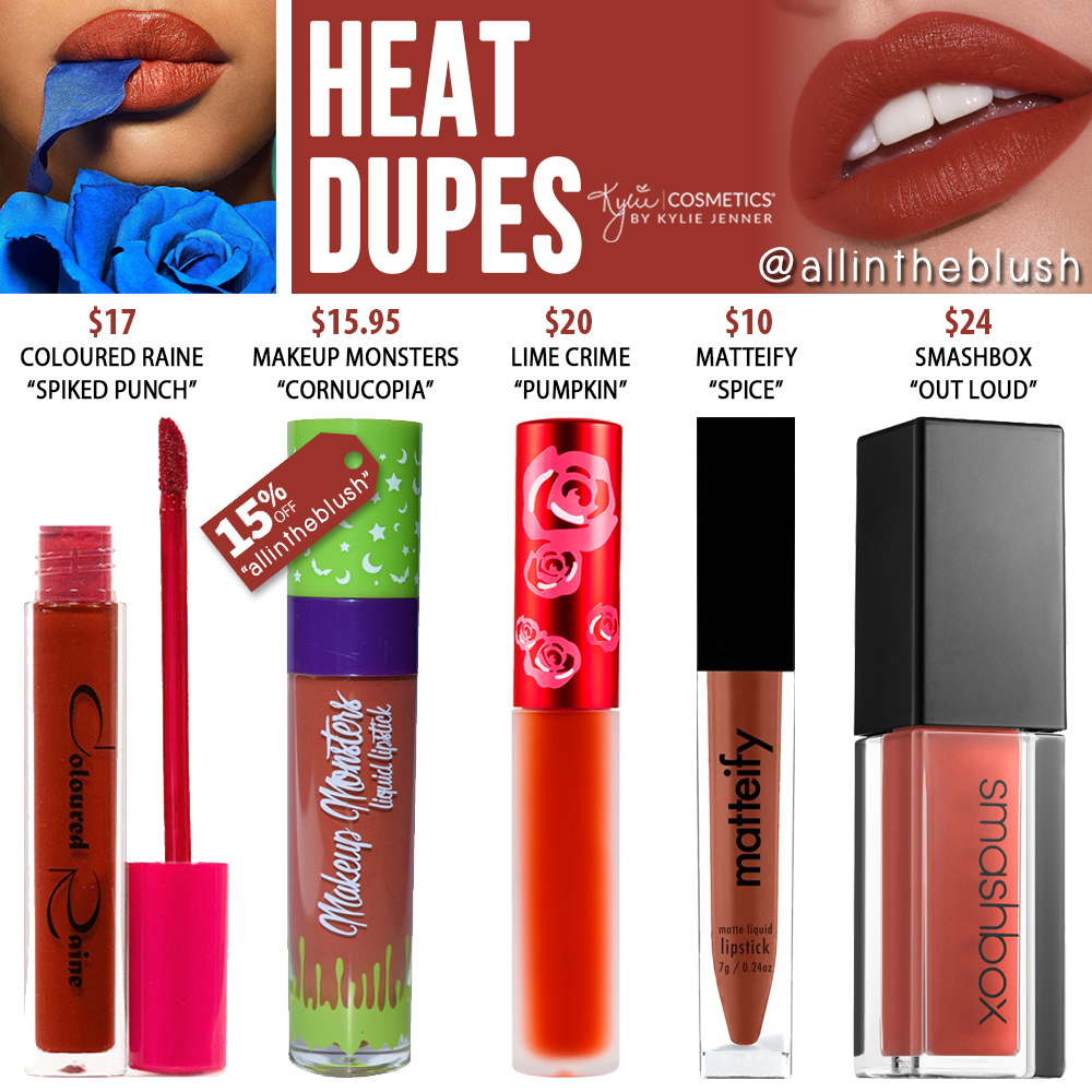 Kylie Cosmetics Heat Velvet Liquid Lipstick Dupes