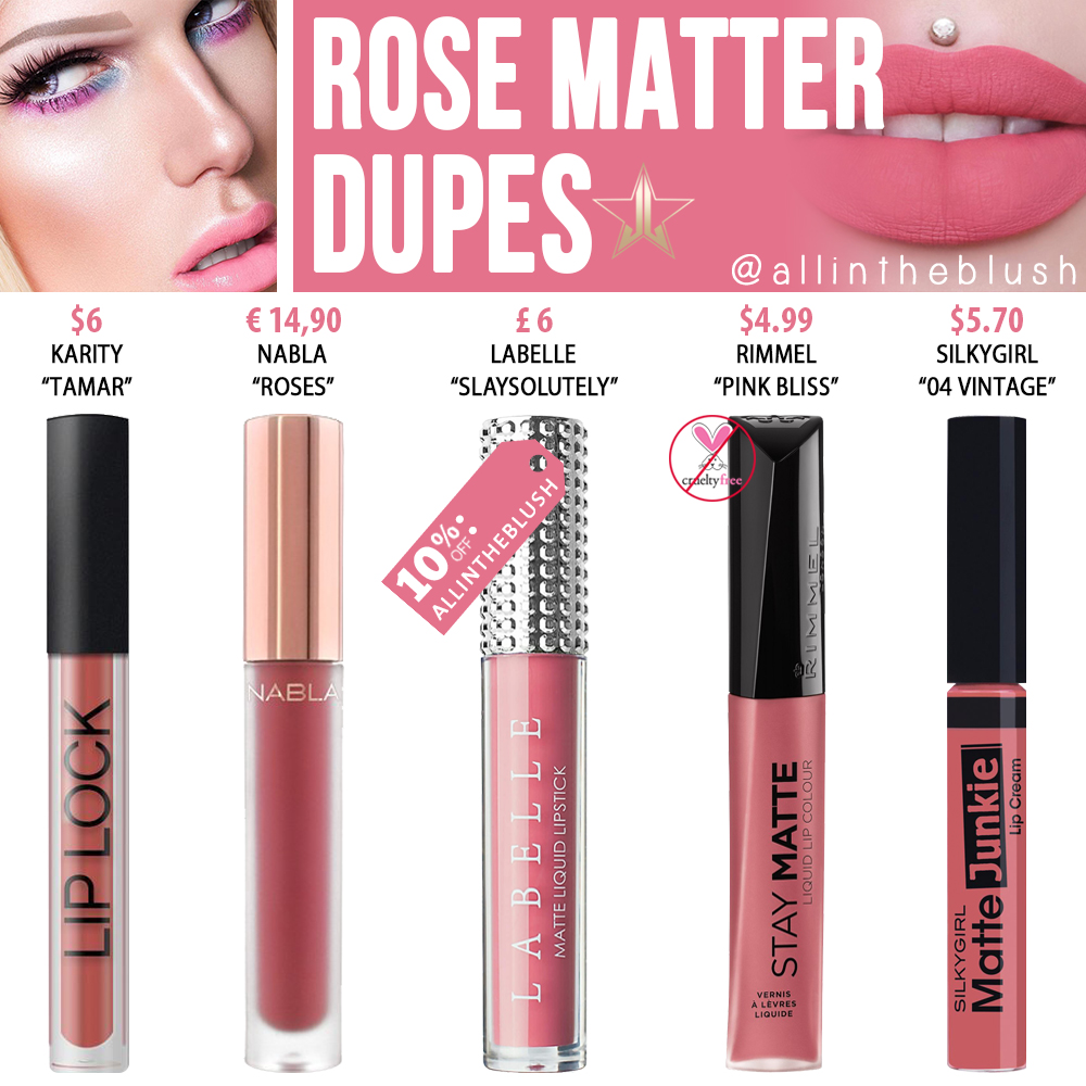 Jeffree Star Rose Matter Velour Liquid Lipstick Dupes