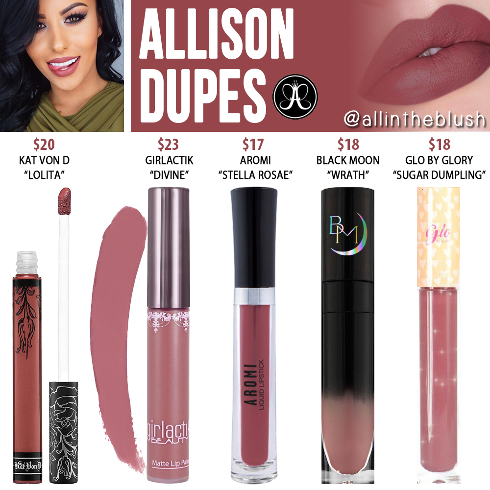 Anastasia Beverly Hills Allison Liquid Lipstick Dupes