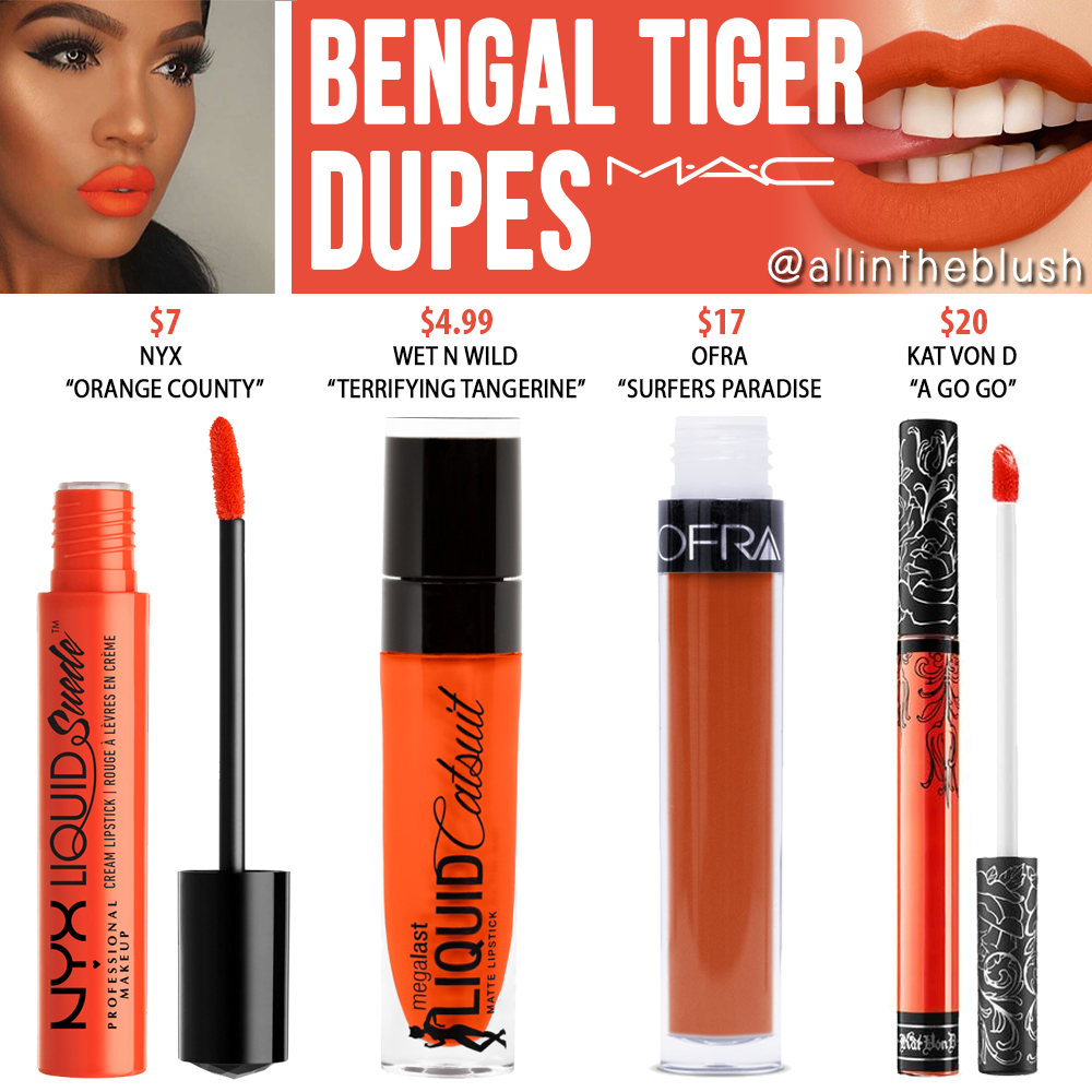 MAC Bengal Tiger Retro Matte Liquid Lipcolour Dupes