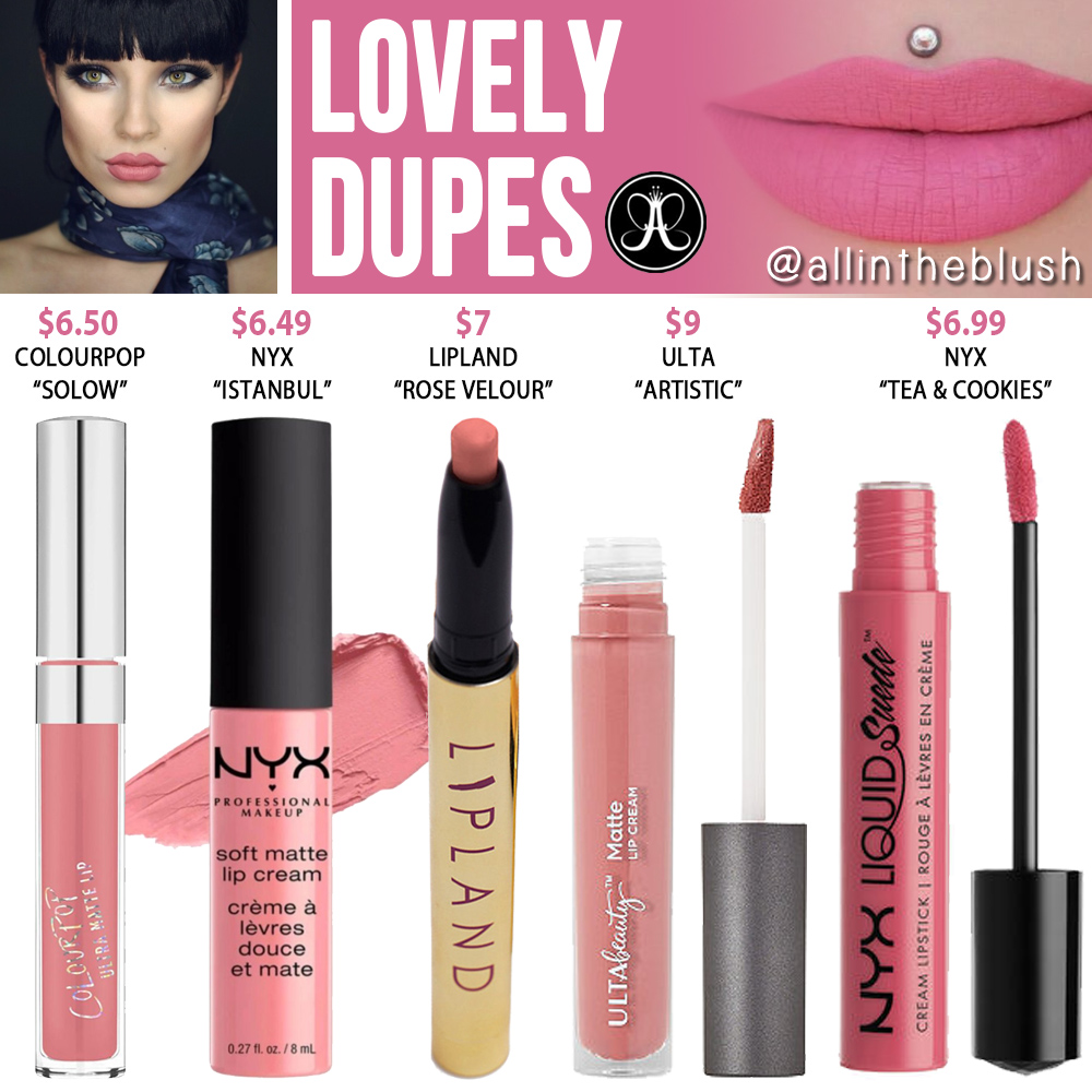 Anastasia Beverly Hills Lovely Liquid Lipstick Dupes