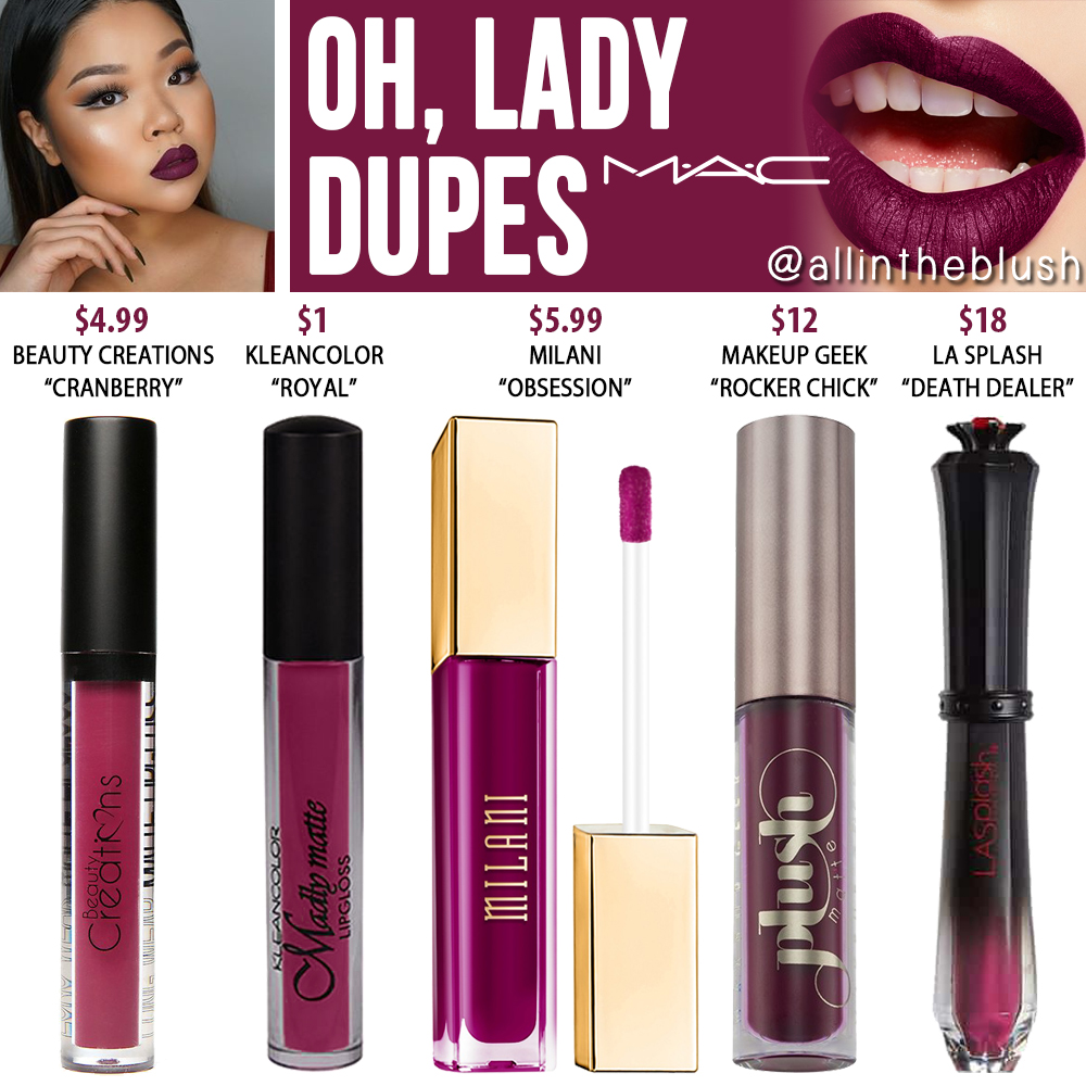 MAC Oh, Lady Retro Matte Liquid Lipcolour Dupes