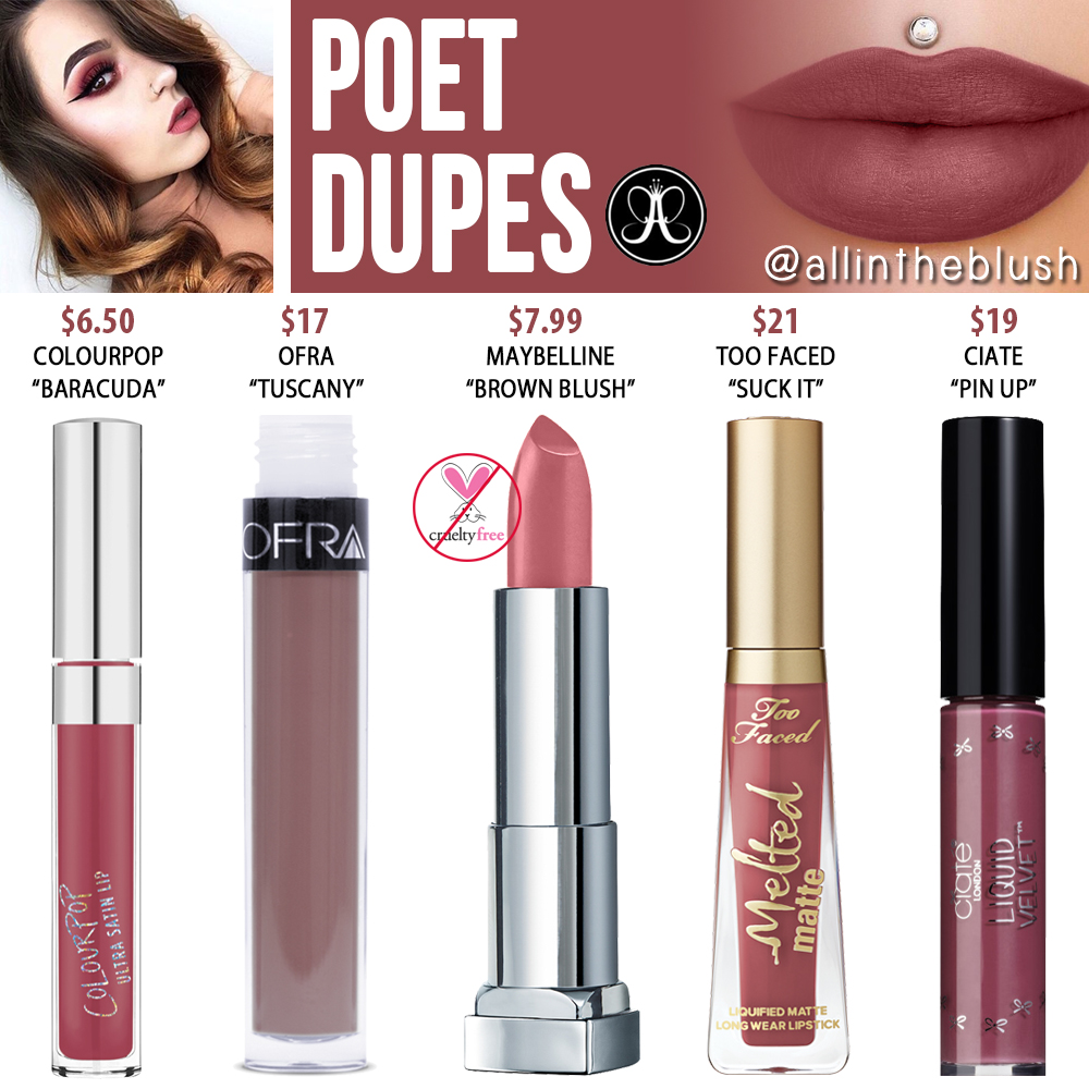 Anastasia Beverly Hills Poet Liquid Lipstick Dupes