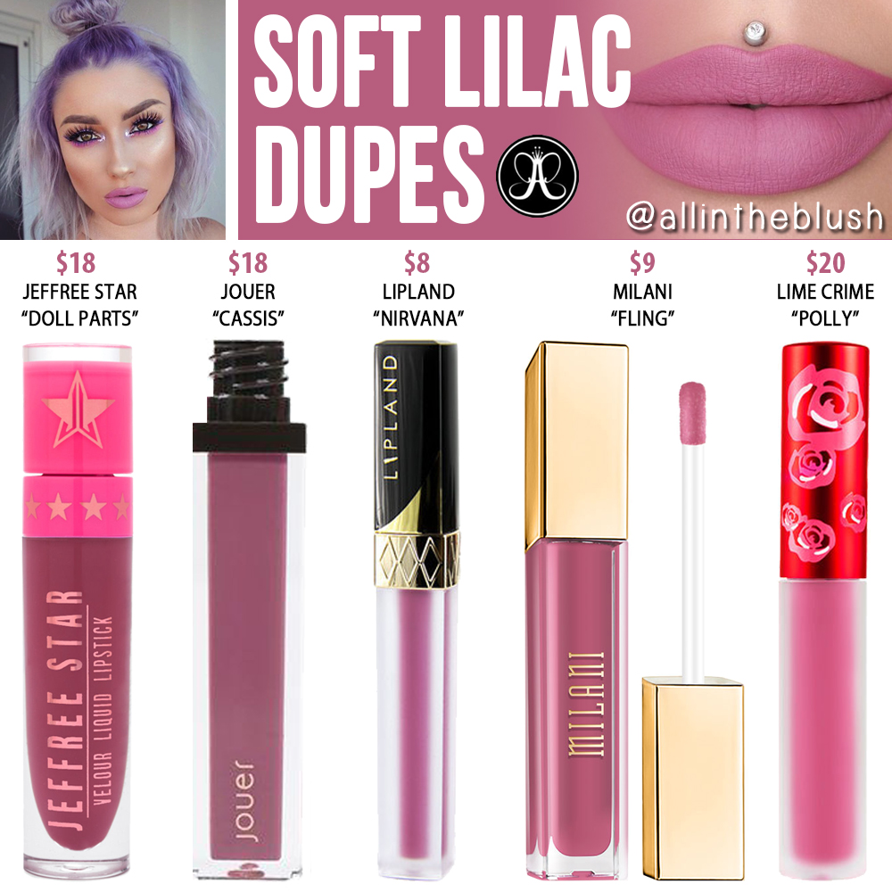 Anastasia Beverly Hills Soft Lilac Liquid Lipstick Dupes