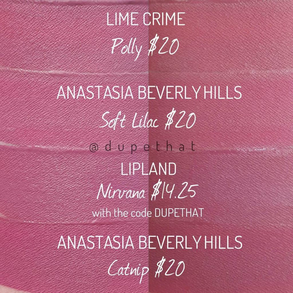 Anastasia Beverly Hills Soft Lilac Liquid Lipstick Dupes