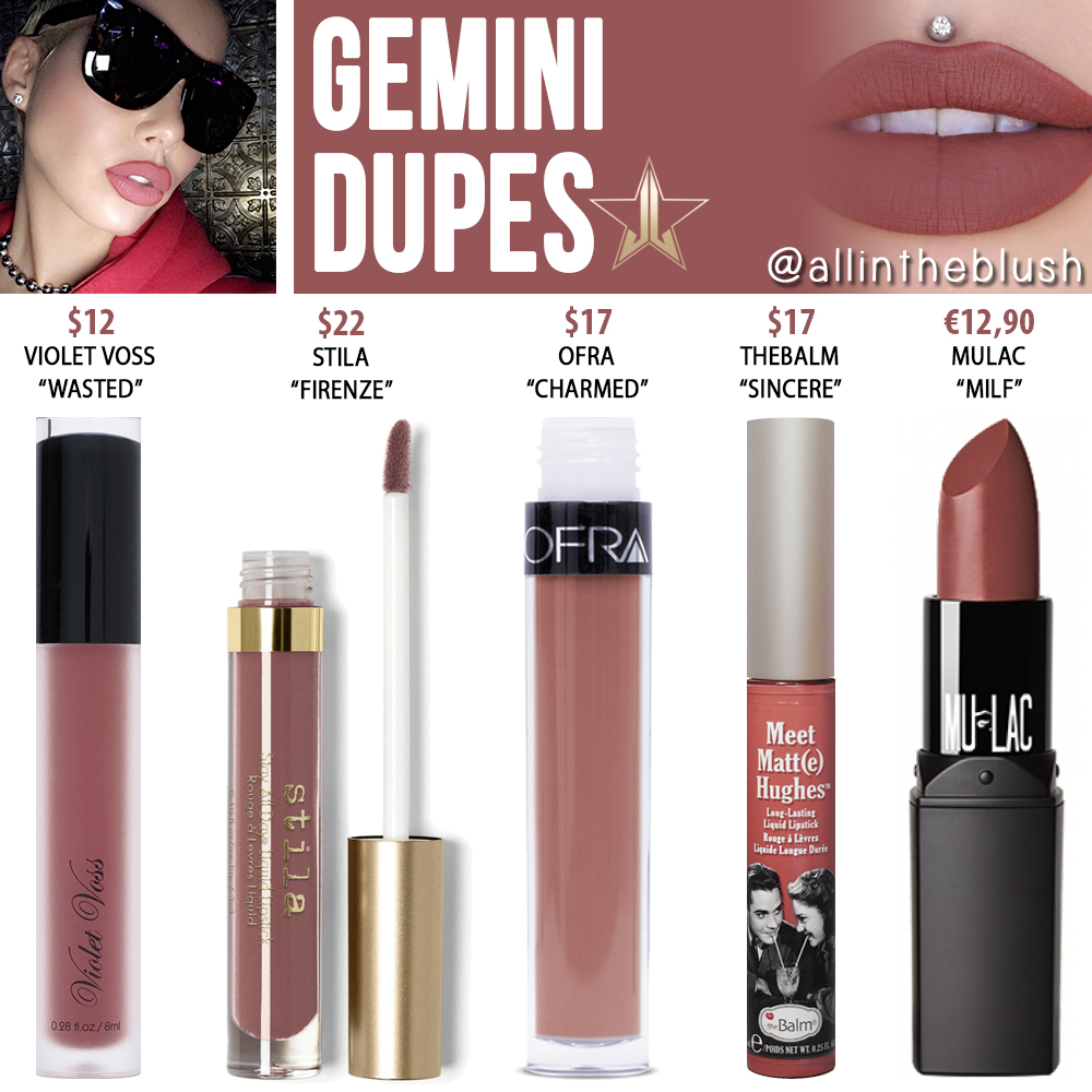 Jeffree Star Gemini Velour Liquid Lipstick Dupes