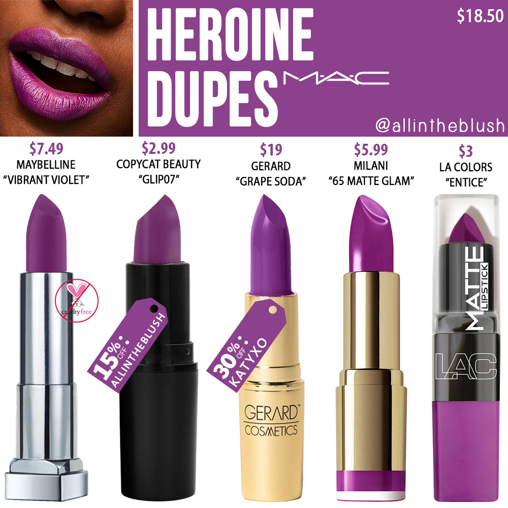 MAC Heroine Lipstick Dupes