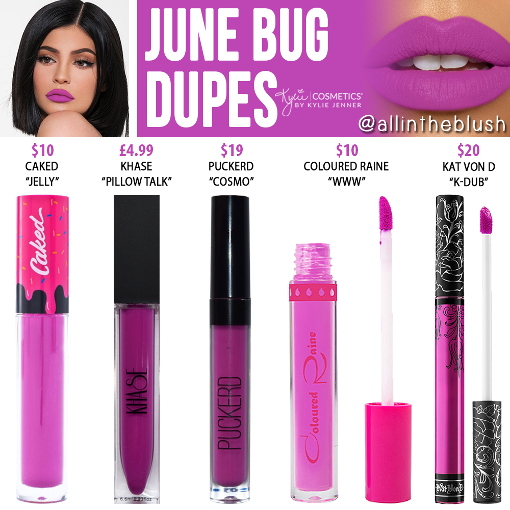 Kylie Cosmetics June Bug Liquid Lipstick Dupes