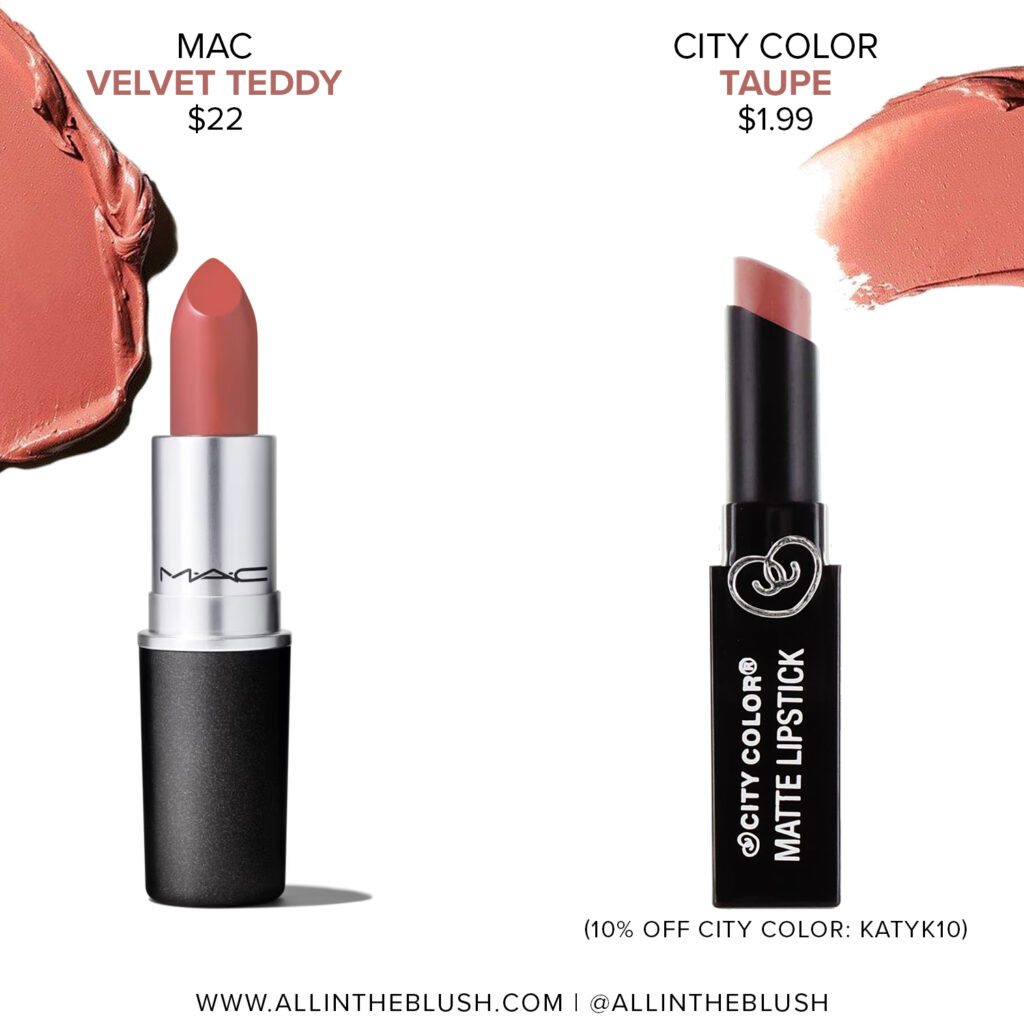 MAC Velvet Teddy Lipstick Dupes