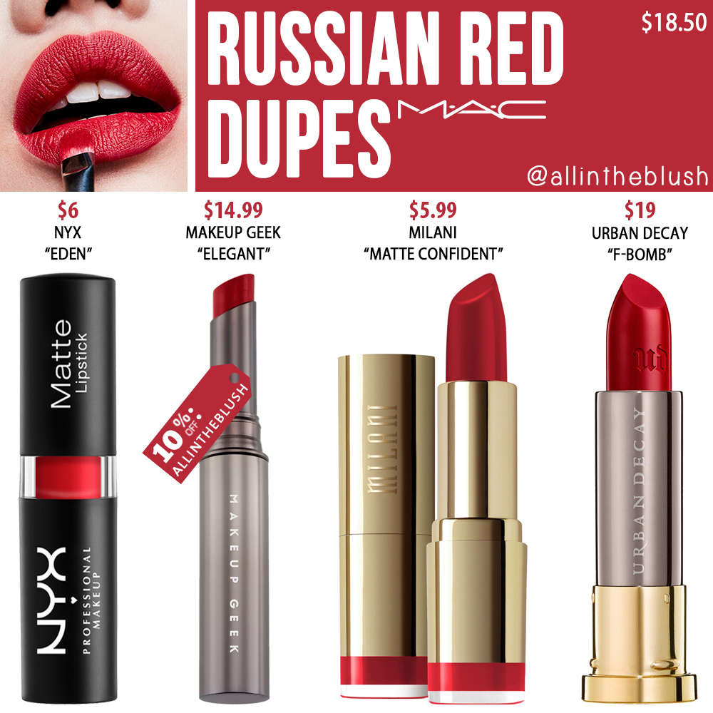 moderat Auto undulate MAC Russian Red Lipstick Dupes - All In The Blush