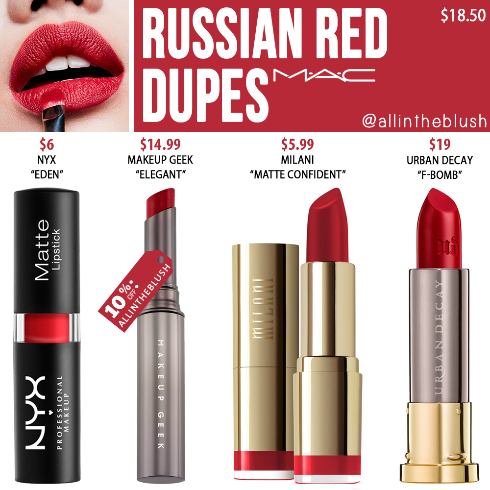 skade Forbigående moronic MAC Russian Red Lipstick Dupes - All In The Blush