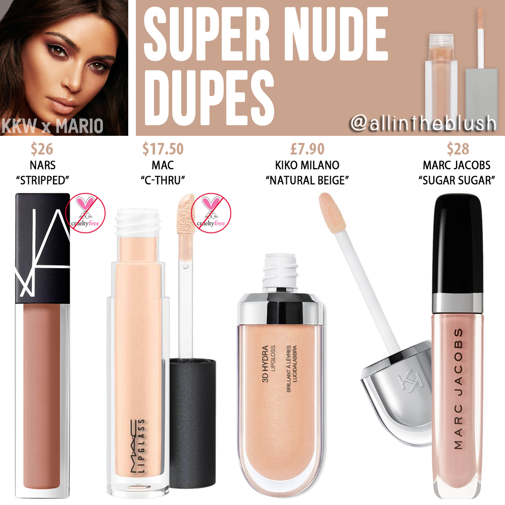 KWW Beauty x Mario Super Nude High Shine Gloss Dupes