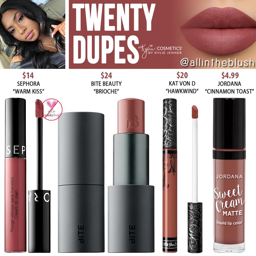 Kylie Cosmetics Twenty Liquid Lipstick Dupes