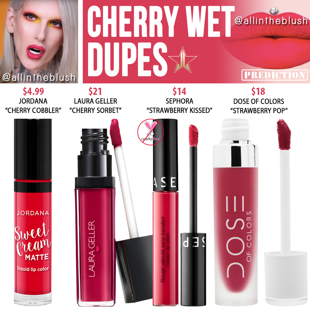 Jeffree Star Cherry Wet Velour Liquid Lipstick Prediction Dupes