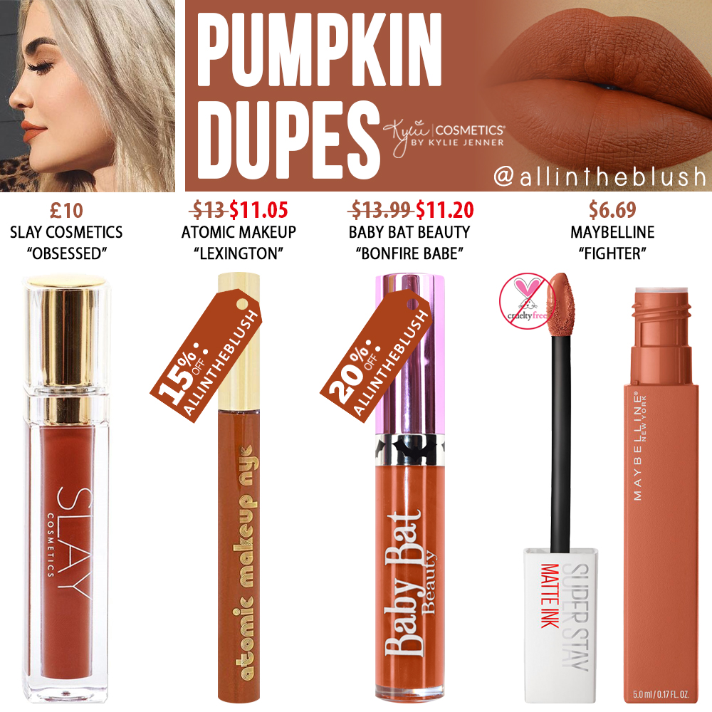 Kylie Cosmetics Pumpkin Liquid Lipstick Dupes