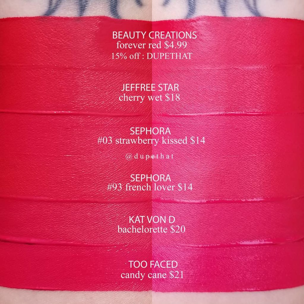 Jeffree Star Cherry Wet Velour Liquid Lipstick Dupes
