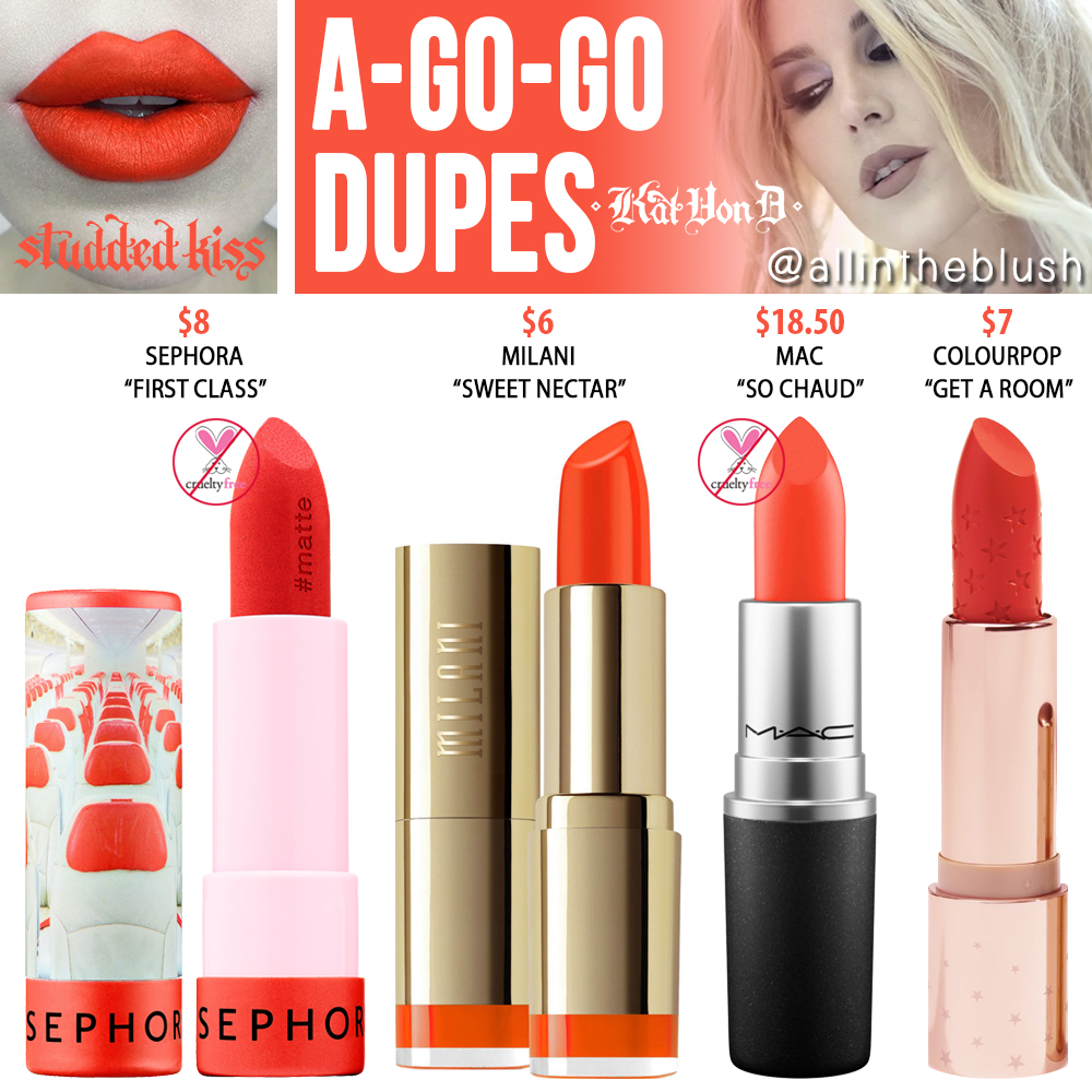 Kat Von D A-Go-Go Studded Kiss Crème Lipstick Dupes
