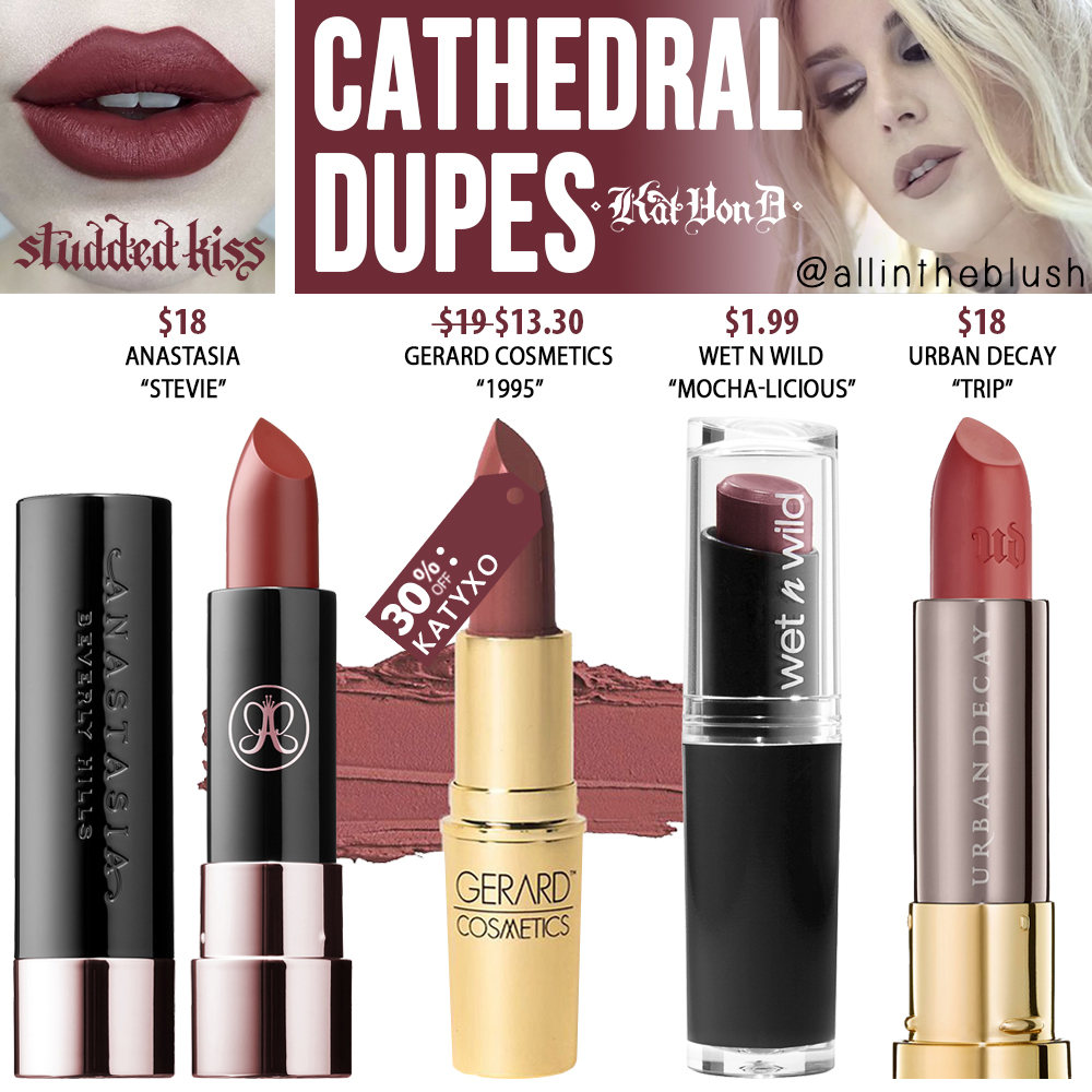 Kat Von D Cathedral Studded Kiss Crème Lipstick Dupes