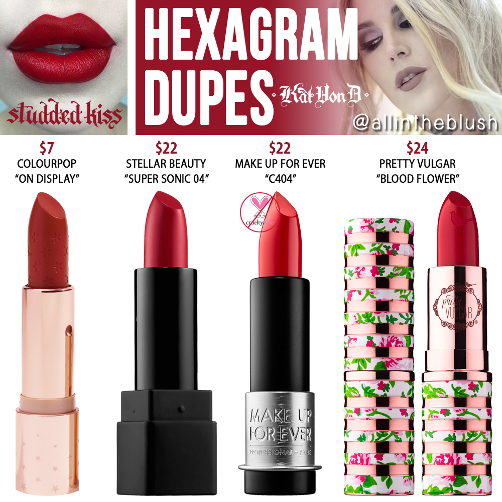 Kat Von D Hexagram Studded Kiss Crème Lipstick Dupes