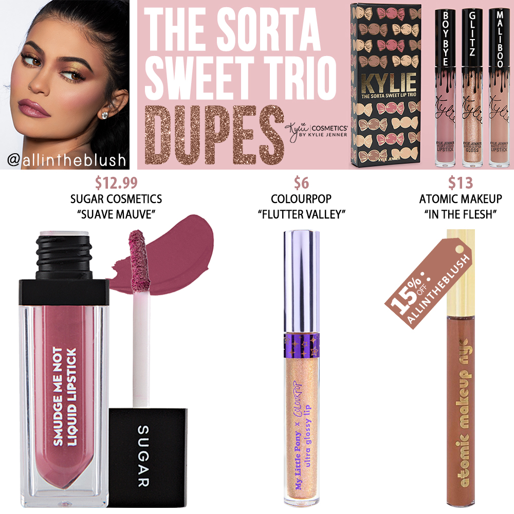 Kylie Cosmetics Sorta Sweet Lip Trio Dupes