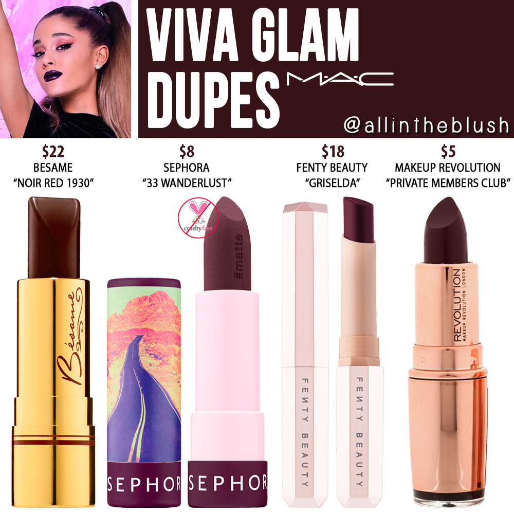 MAC Vivia Glam Ariana Grande Lipstick Dupes