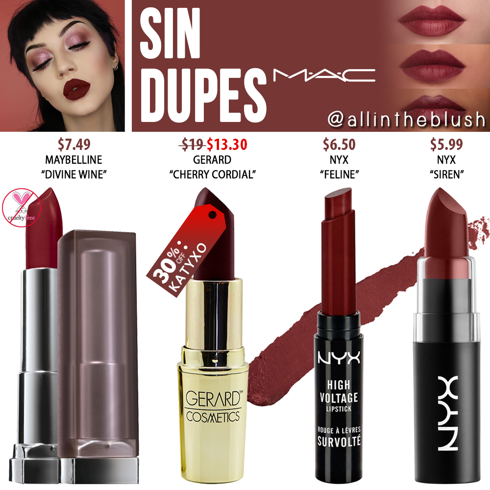 MAC Sin Lipstick Dupes