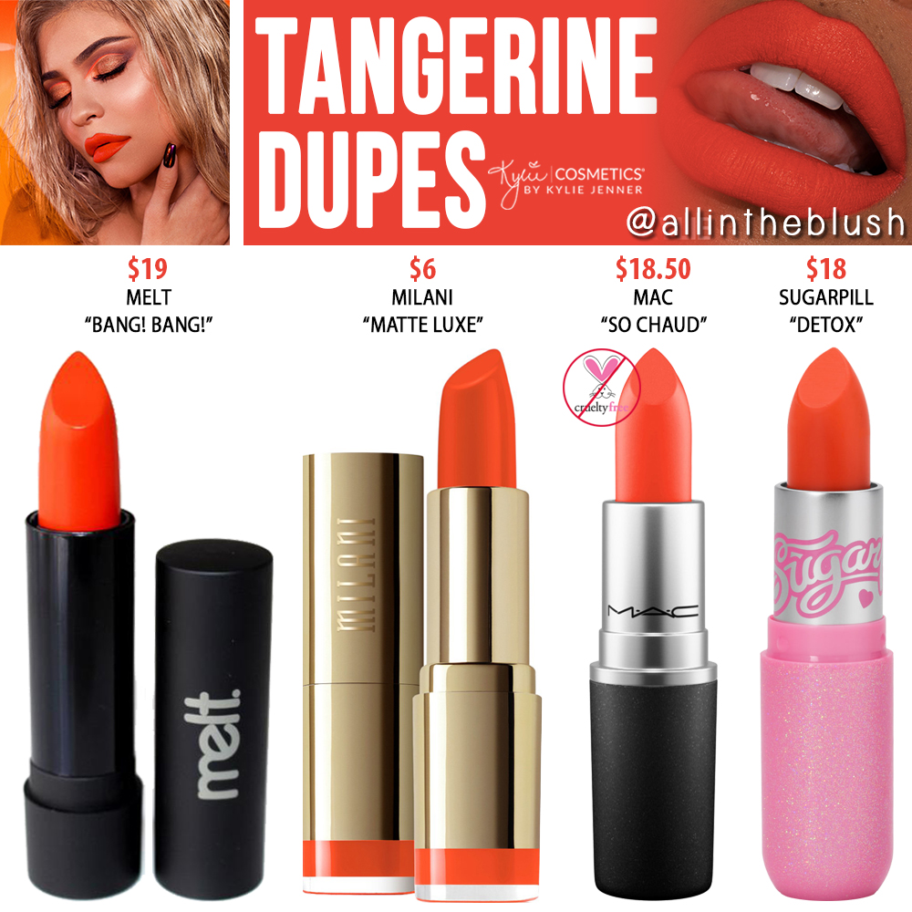 Kylie Cosmetics Tangerine Lipstick Dupes