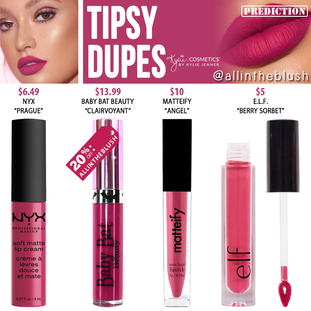 Kylie Cosmetics Tipsy Lipstick Prediction Dupes