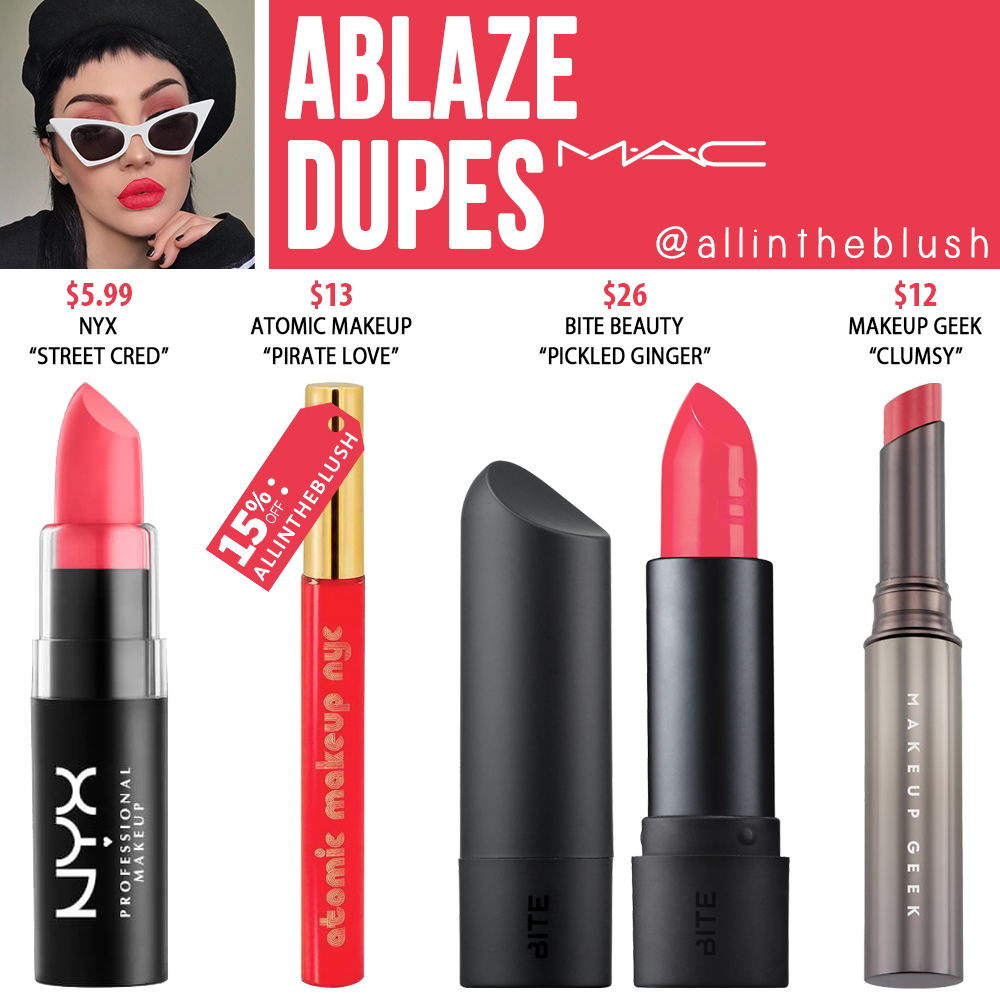 MAC Ablaze Lipstick Dupes