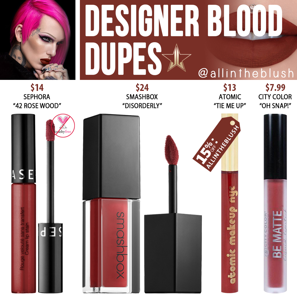 Jeffree Star Designer Blood Velour Liquid Lipstick Dupes All In The Blush