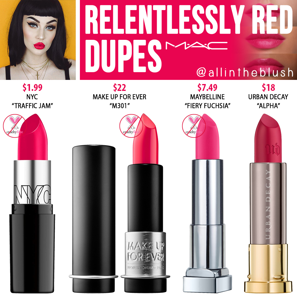 Palads forstyrrelse radiator MAC Relentlessly Red Lipstick Dupes - All In The Blush
