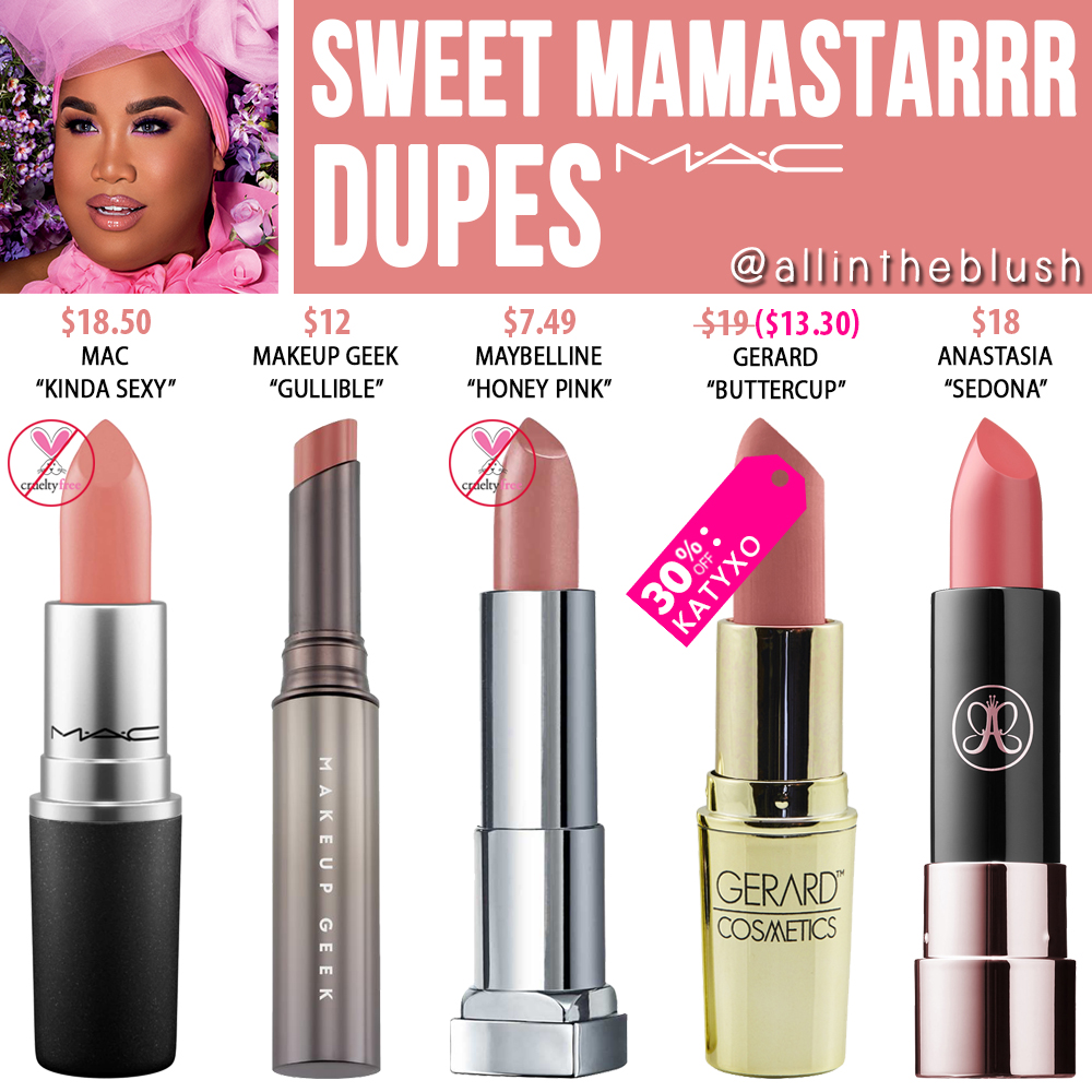 MAC Sweet Mamastarrr Lipstick Dupes