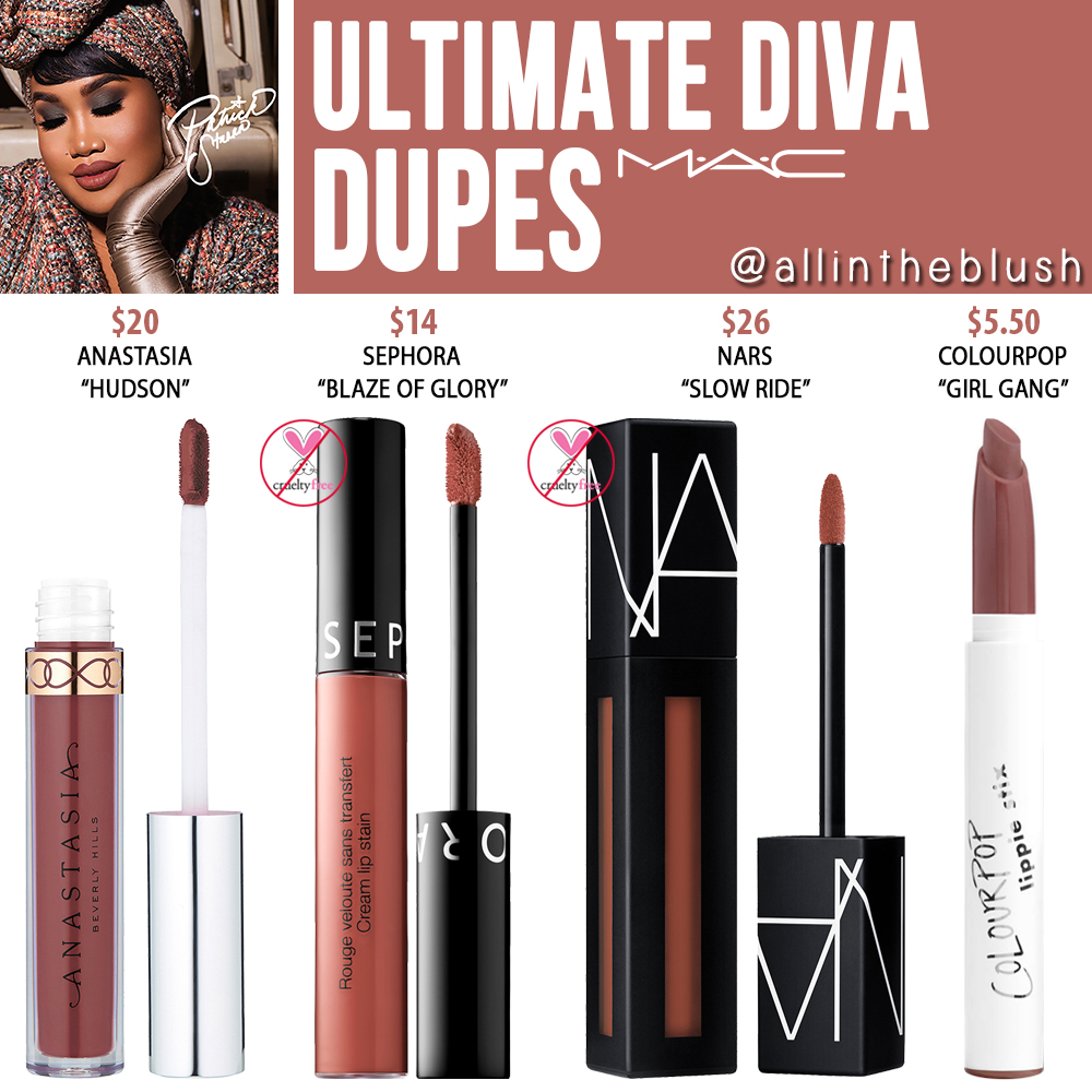 MAC Ultimate Diva Retro Matte Liquid Lipcolour Dupes