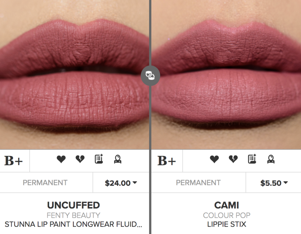 Fenty Beauty Uncuffed Stunna Lip Paint Dupes